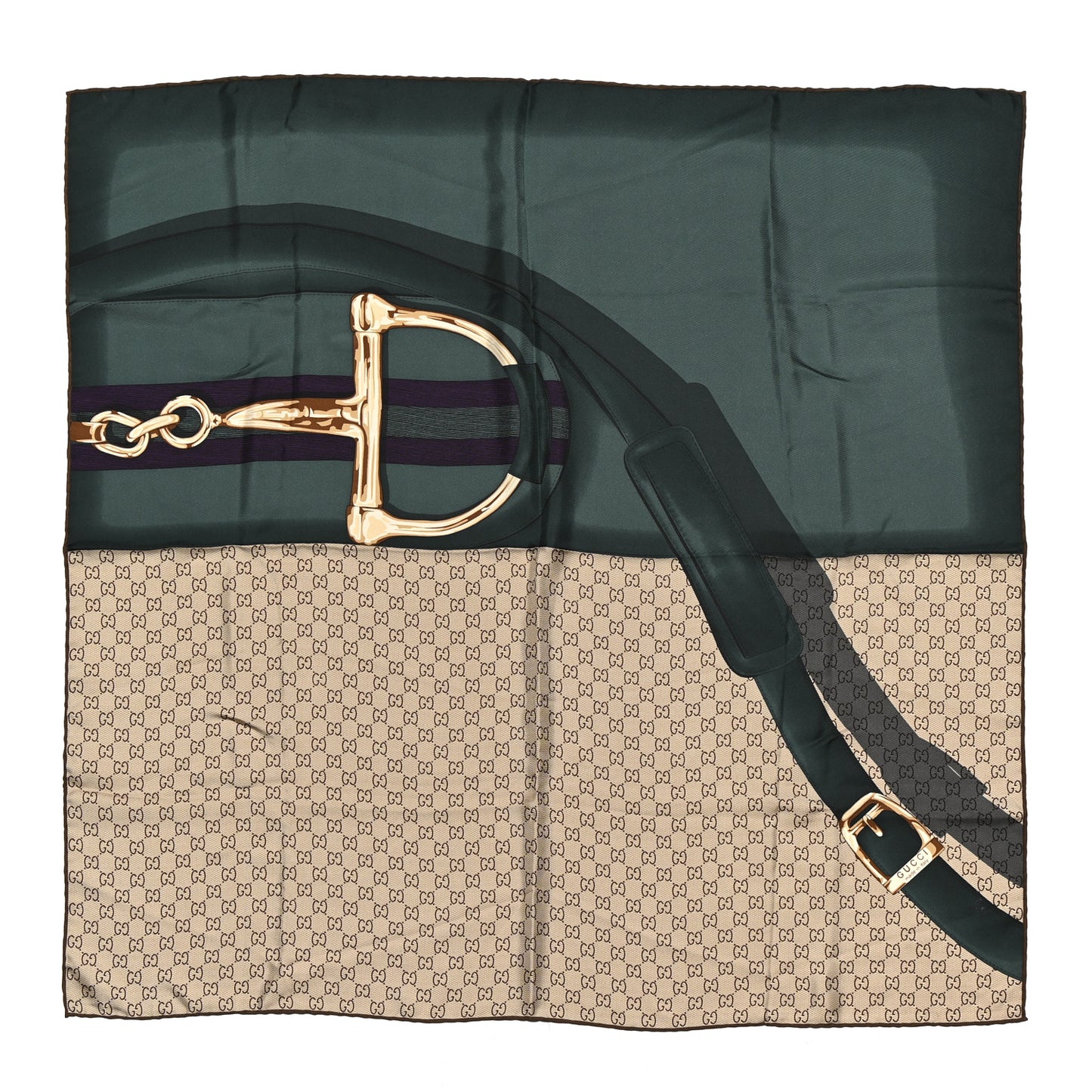 Silk Monogram Horsebit Square Scarf