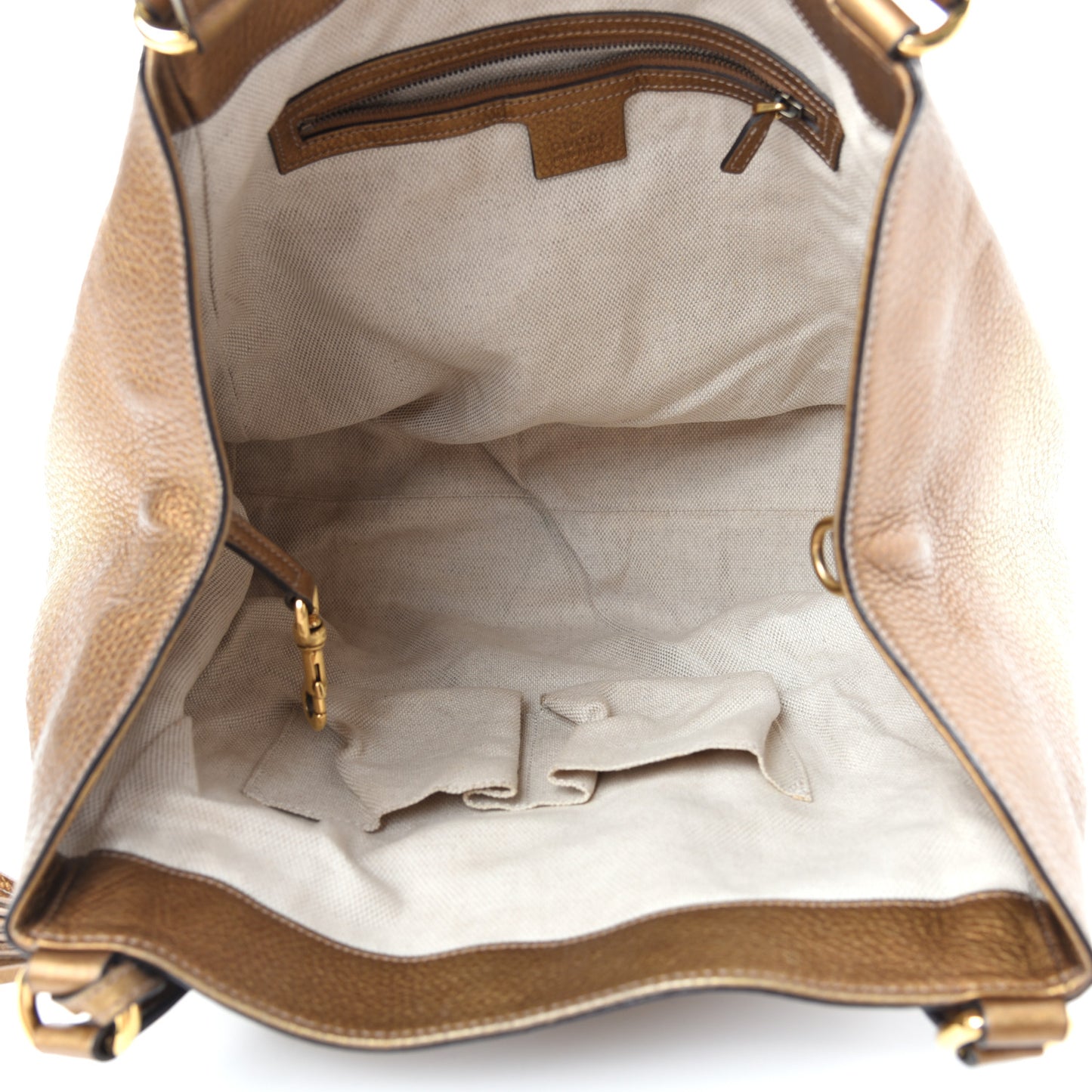 Metallic Pebbled Calfskin Medium Soho Shoulder Bag Gold Ombre