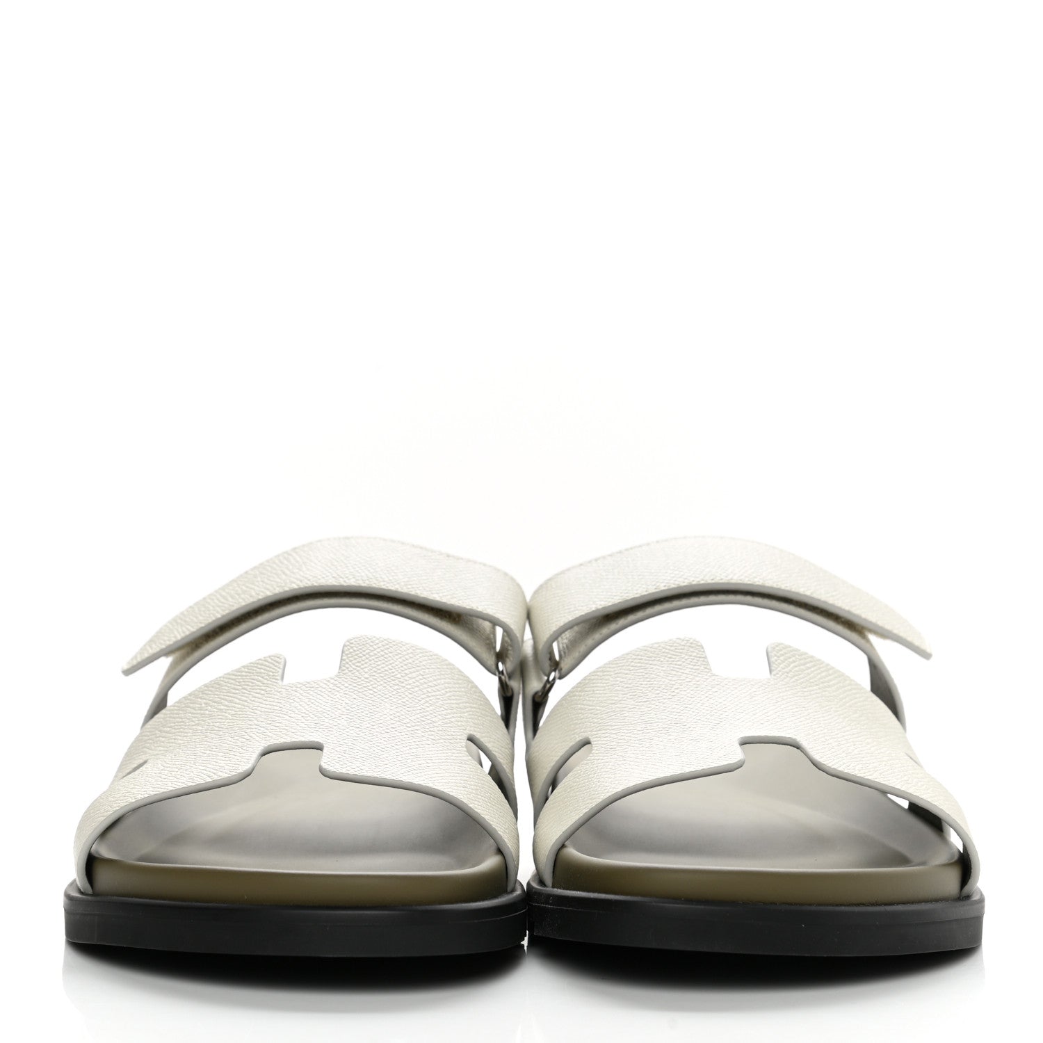 Hermes Epsom Mens Chypre Sandals 44 Beige Glaise Vert Toundra 2 of 8