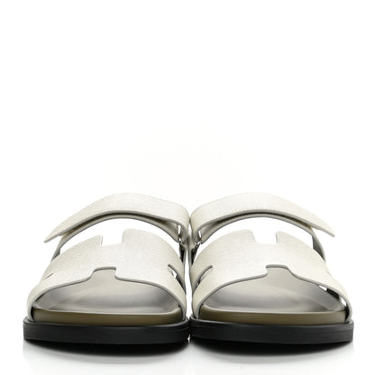 Hermes Epsom Mens Chypre Sandals 44 Beige Glaise Vert Toundra 2 of 8