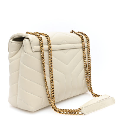 Saint Laurent Calfskin Y Quilted Monogram Small Loulou Chain Satchel Crema Soft 2 of 10