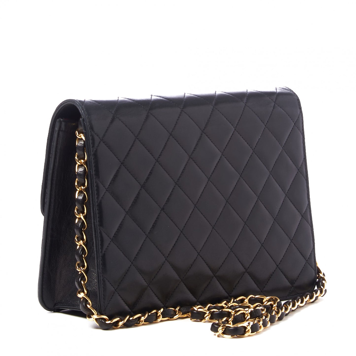 Lambskin Quilted Small Single Flap Bag Black