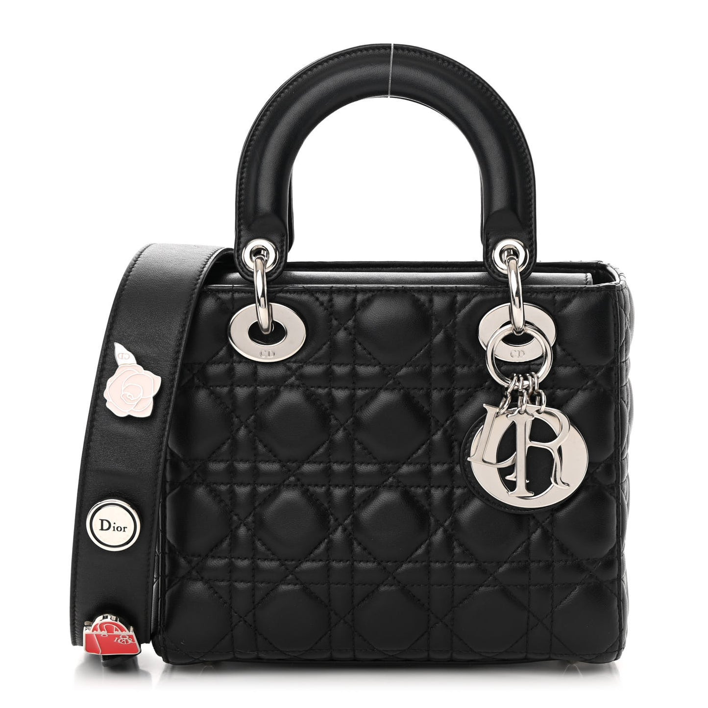 Lambskin Cannage Small Lucky Badges My Lady Dior Black