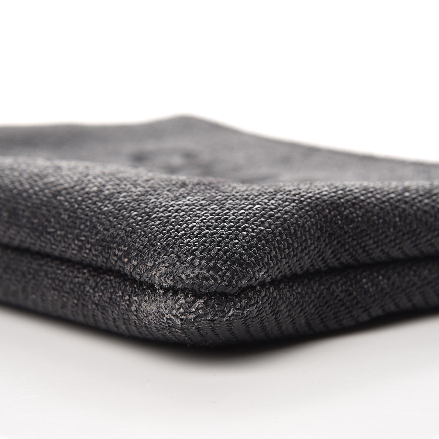 Woven Straw Raffia Small Deauville Pouch Dark Grey