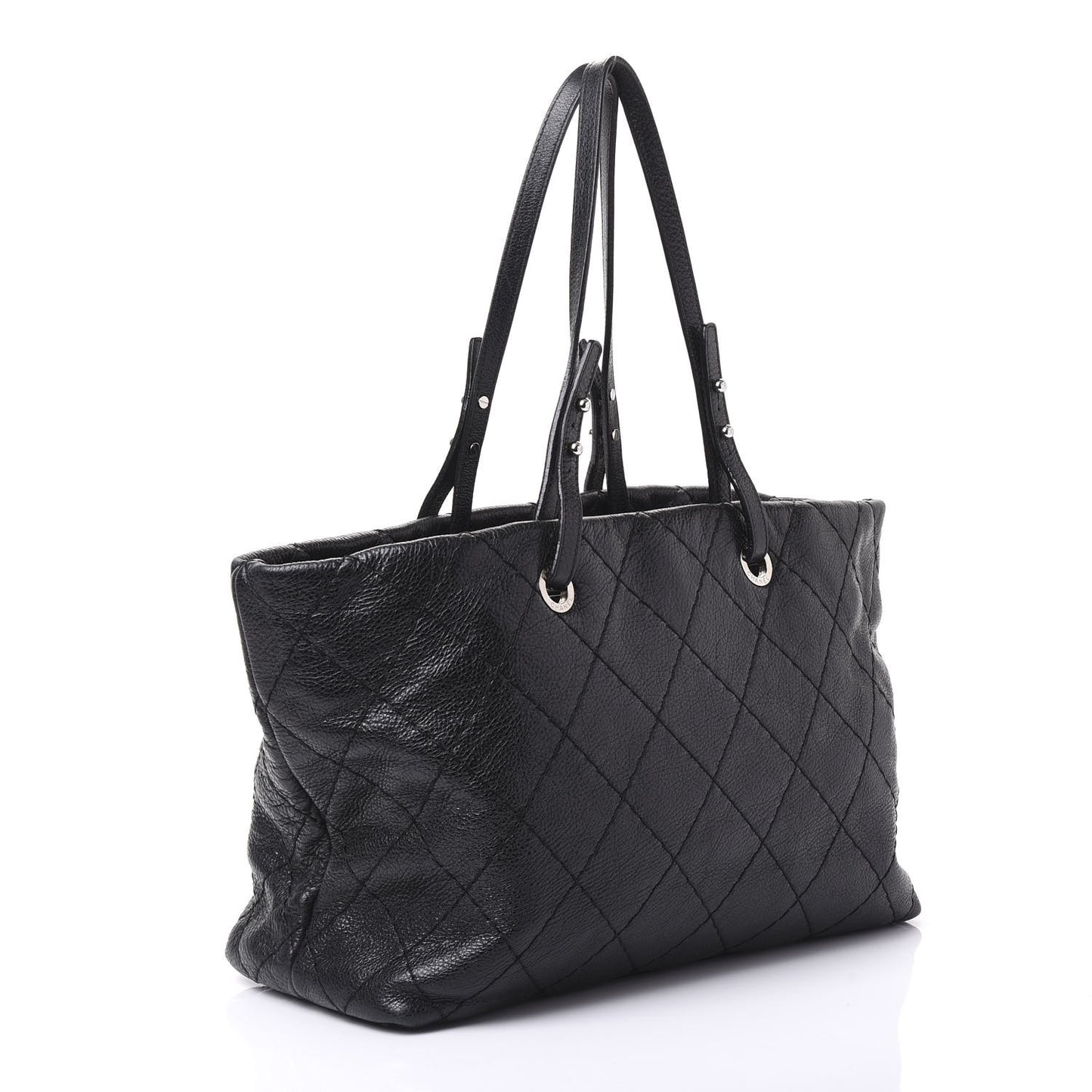 Glazed Calfskin Large On The Road Tote Black