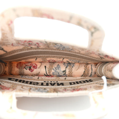 Christian Dior Canvas Embroidered Hibiscus Printed Mini Book Tote Beige Multicolor 5 of 9