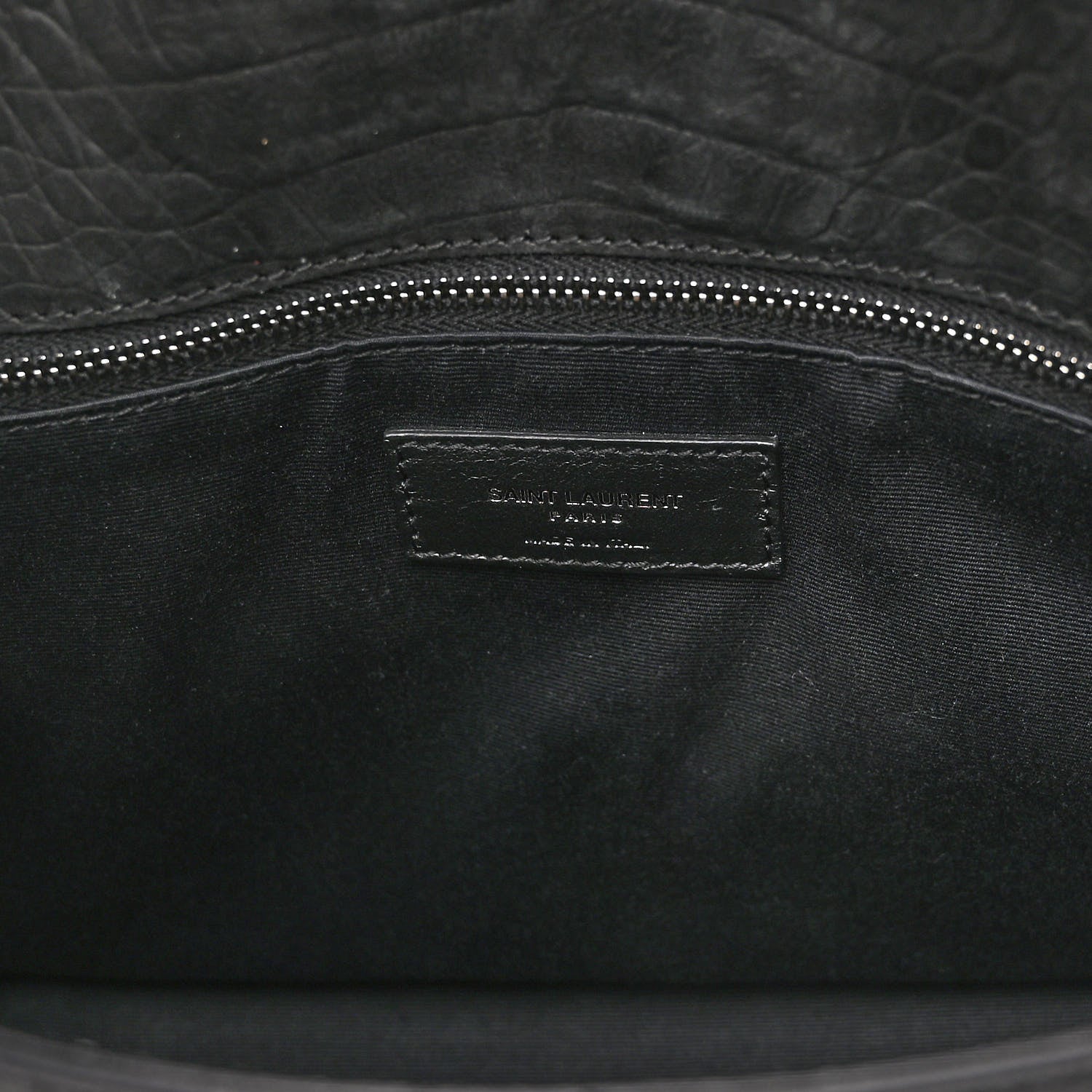 Saint Laurent Nubuck Crocodile Embossed Monogram Medium Niki Chain Satchel Black 6 of 10
