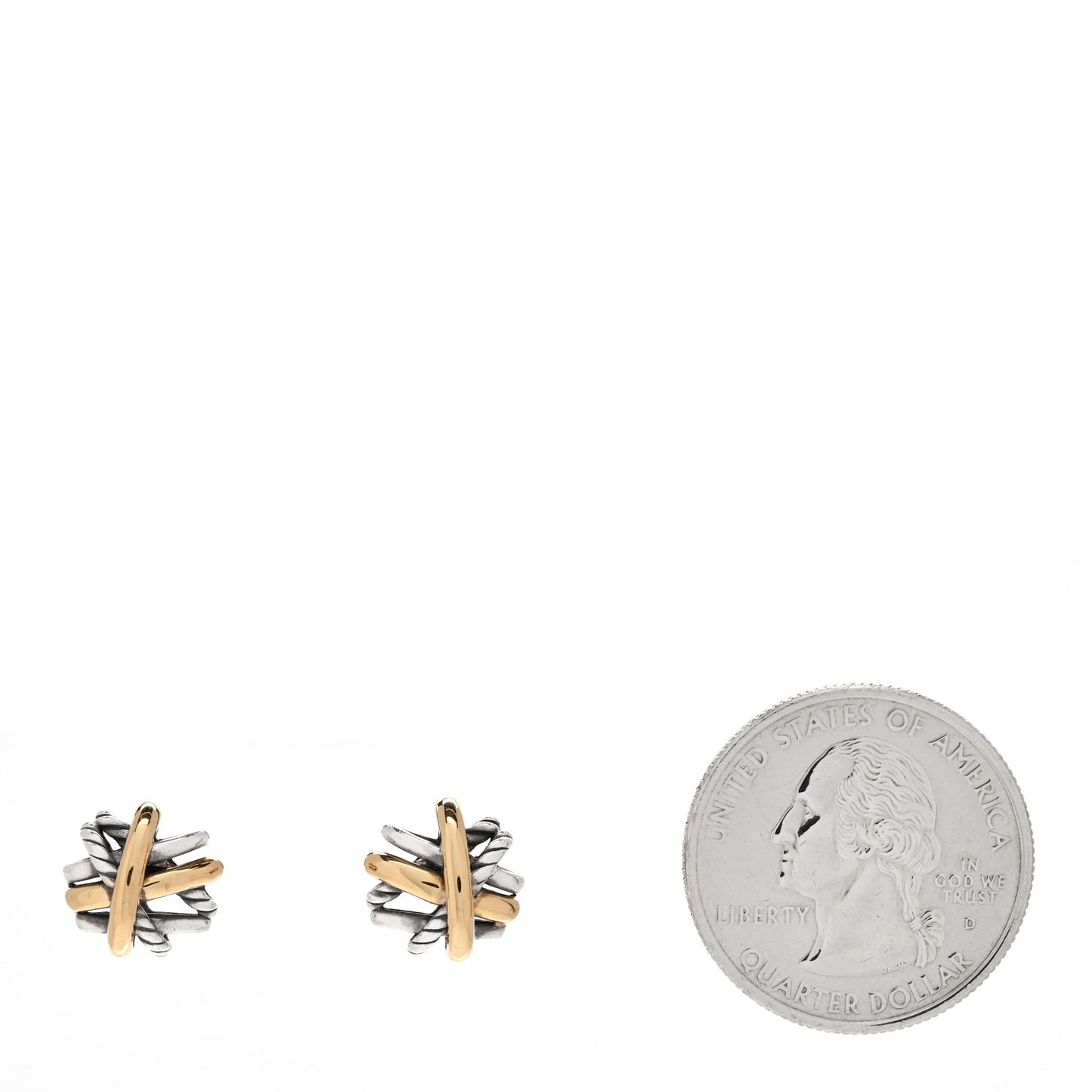 Sterling Silver 18K Yellow Gold Crossover Stud Earrings