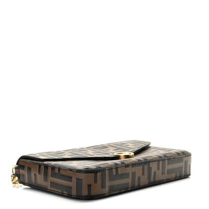 Fendi Vitello Soft F is Fendi Bi-Color FF 1974 Embossed Envelope Wallet On Chain with Pouches Maya Black 4 of 9