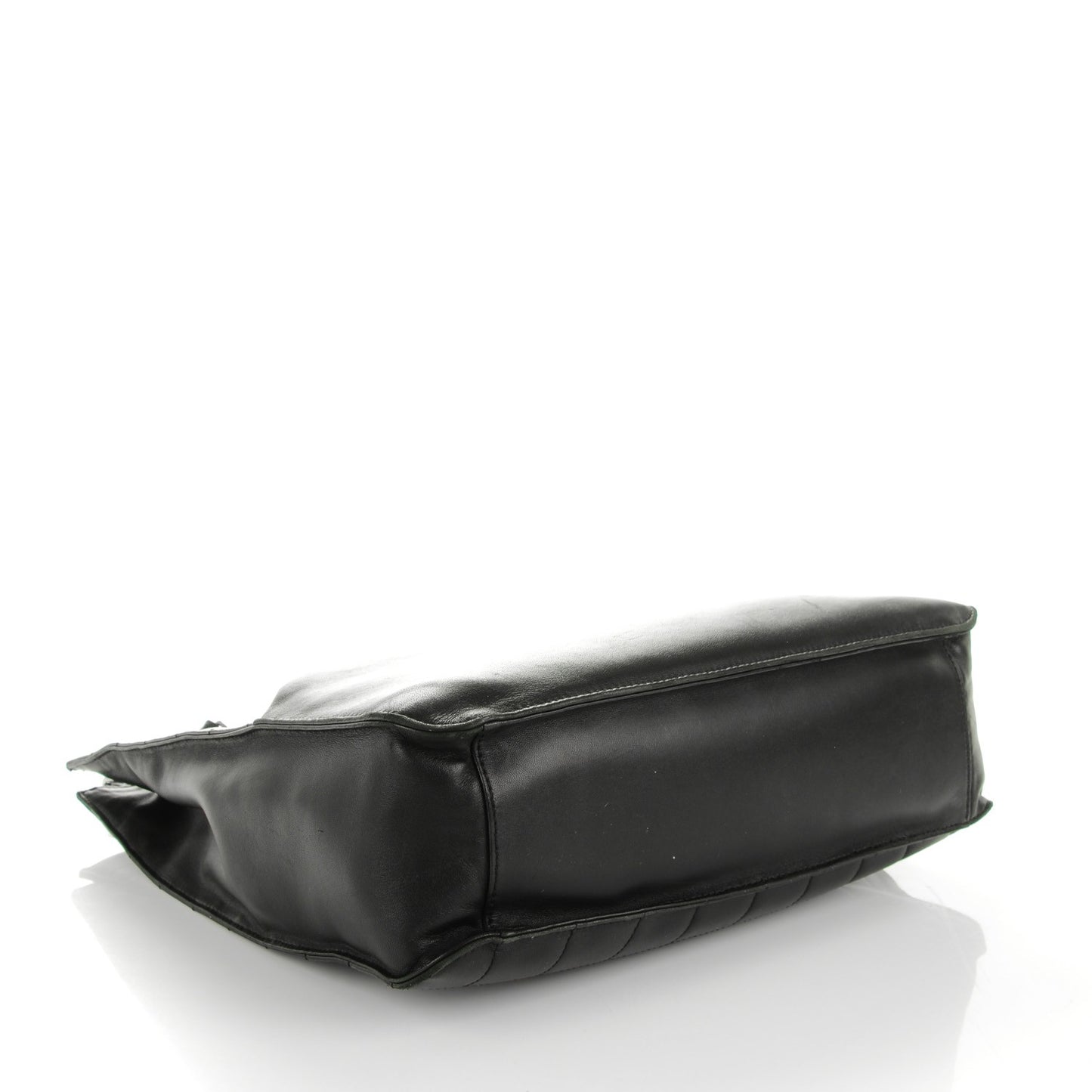 Lambskin Square Stitched Tote Black