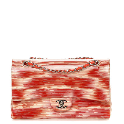 Chanel Patent Calfskin Striped Medium Double Flap Red 1 of 7