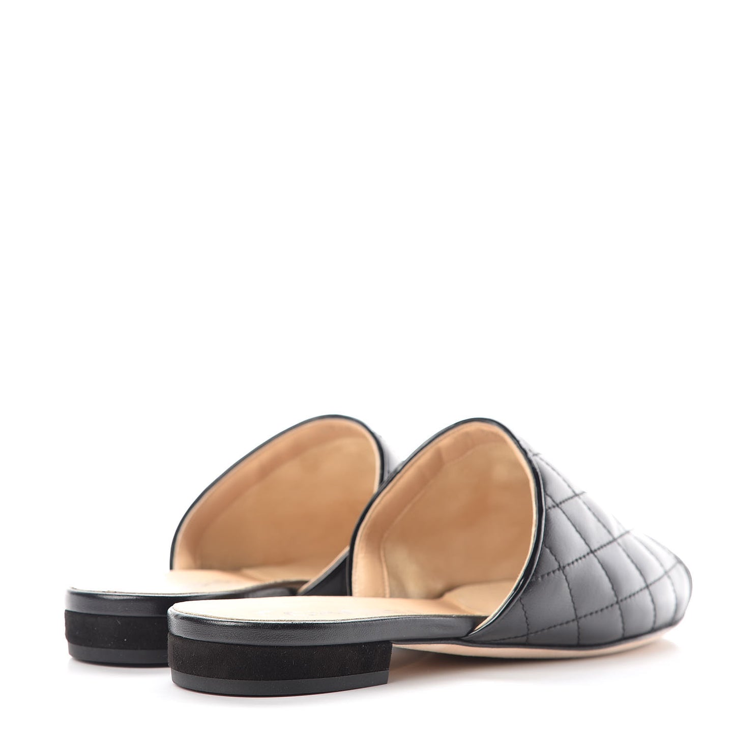 Lambskin Suede Quilted Mules 36 Black