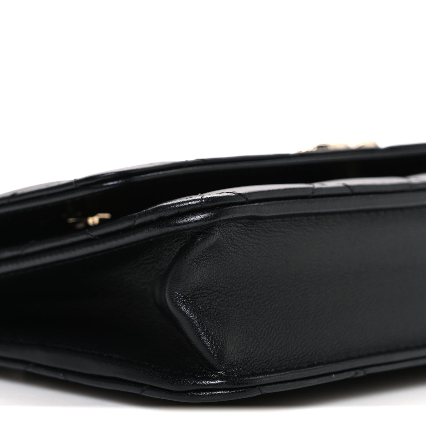 Lambskin Pearl Strass Quilted CC Wallet on Chain WOC Black
