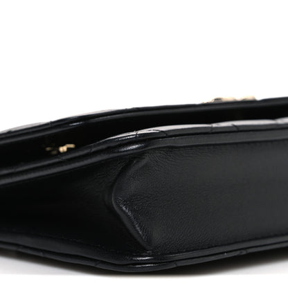 Chanel Lambskin Pearl Strass Quilted CC Wallet on Chain WOC Black 10 of 11