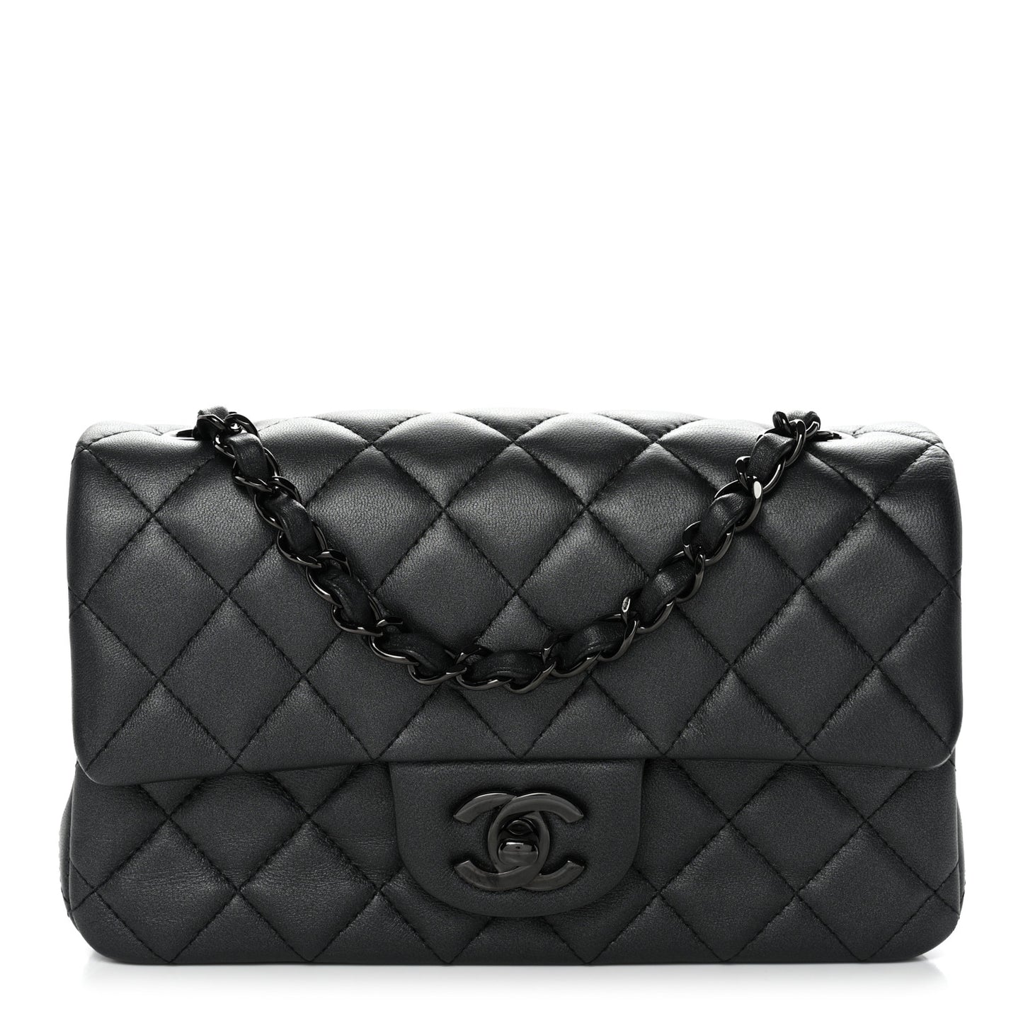 Lambskin Quilted Mini Rectangular Flap So Black