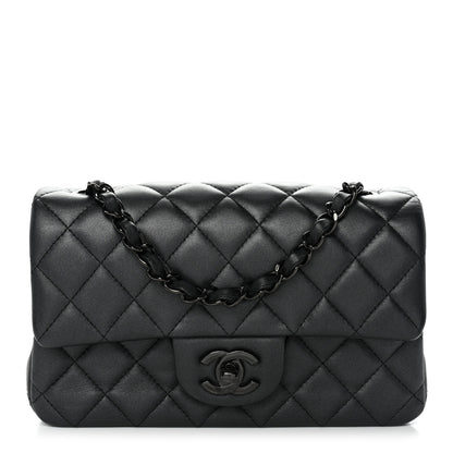Chanel Lambskin Quilted Mini Rectangular Flap So Black 1 of 10