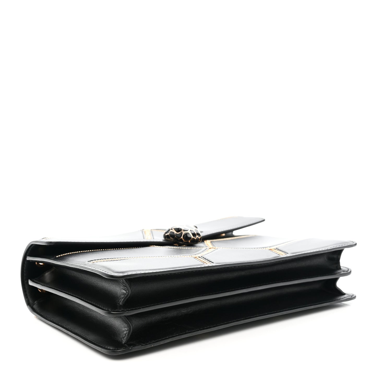 Calfskin Glam Rebel Serpenti Forever Shoulder Bag Black