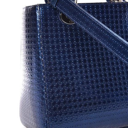 Christian Dior Metallic Patent Micro-Cannage Medium Lady Dior Blue 13 of 17