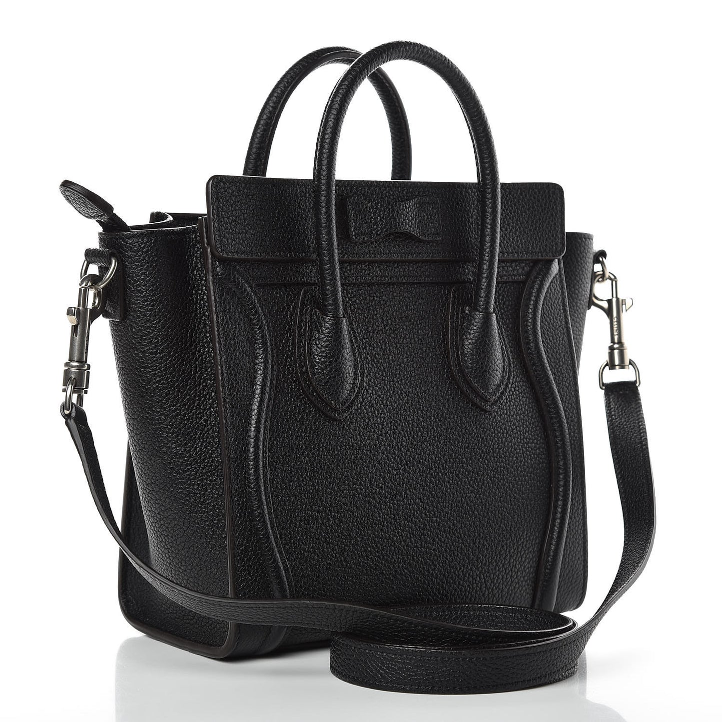 Drummed Calfskin Nano Luggage Black