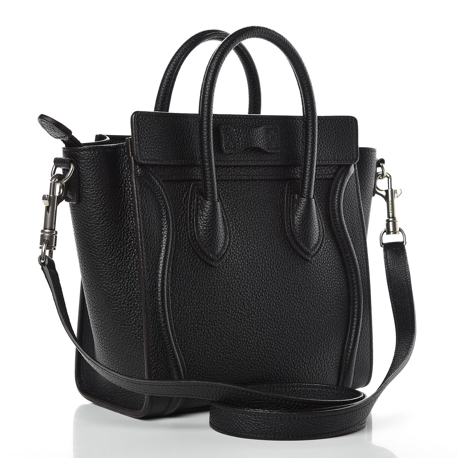 Celine Drummed Calfskin Nano Luggage Black 3 of 8