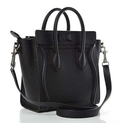 Celine Drummed Calfskin Nano Luggage Black 3 of 8