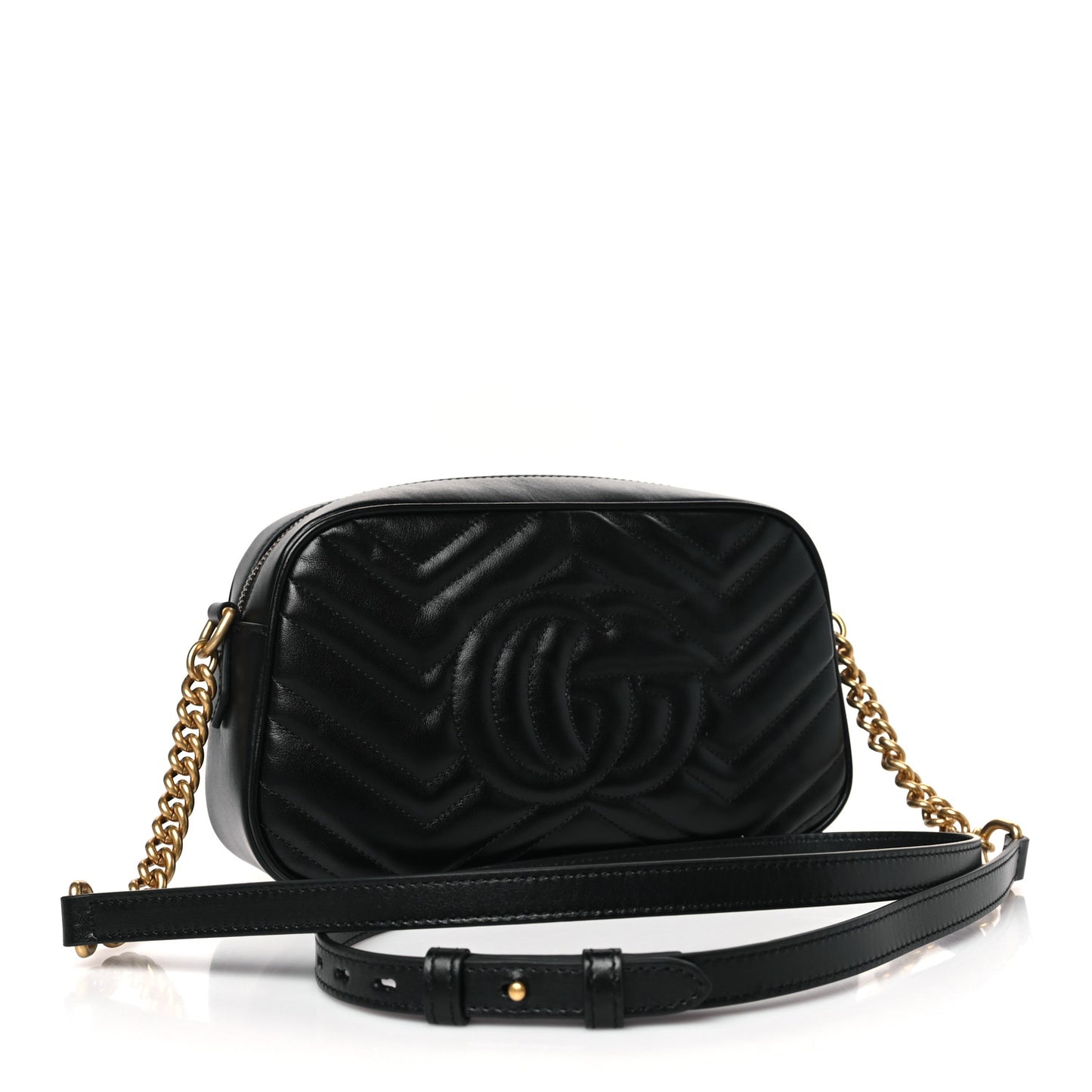 Calfskin Matelasse Small GG Marmont Chain Shoulder Bag Black