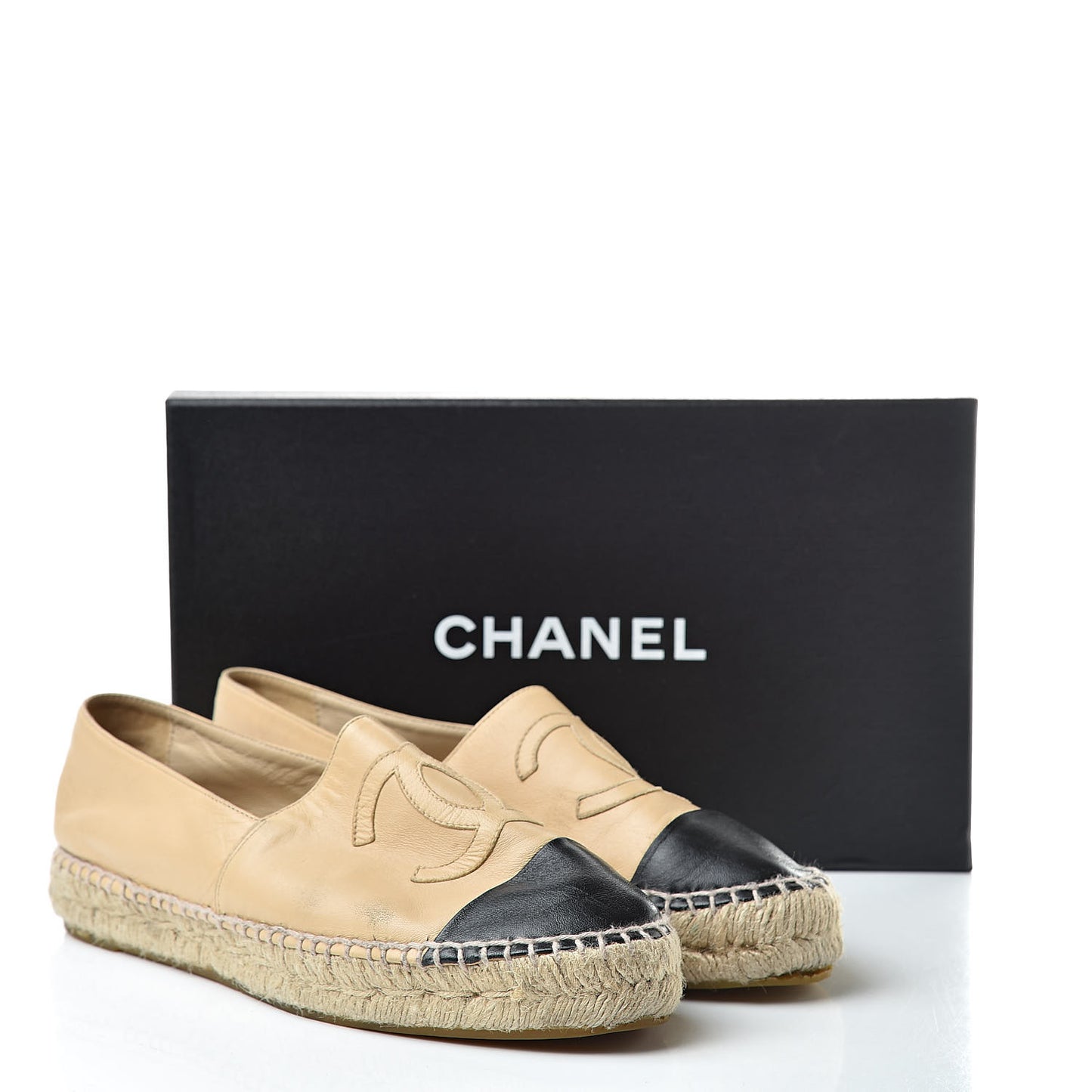 Lambskin CC Espadrilles 40 Beige Black