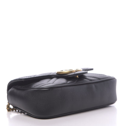 Gucci Calfskin Matelasse Super Mini GG Marmont Shoulder Bag Black 4 of 10