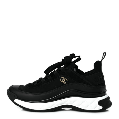 Chanel Velvet Calfskin Mixed Fibers CC Sneakers 39 Black 1 of 9