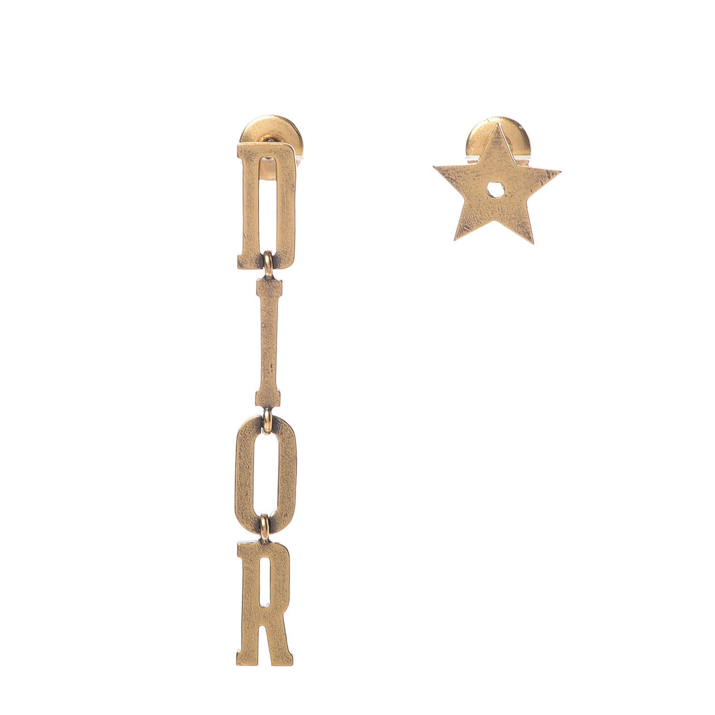 Metal Logo Star Dior Earrings Gold
