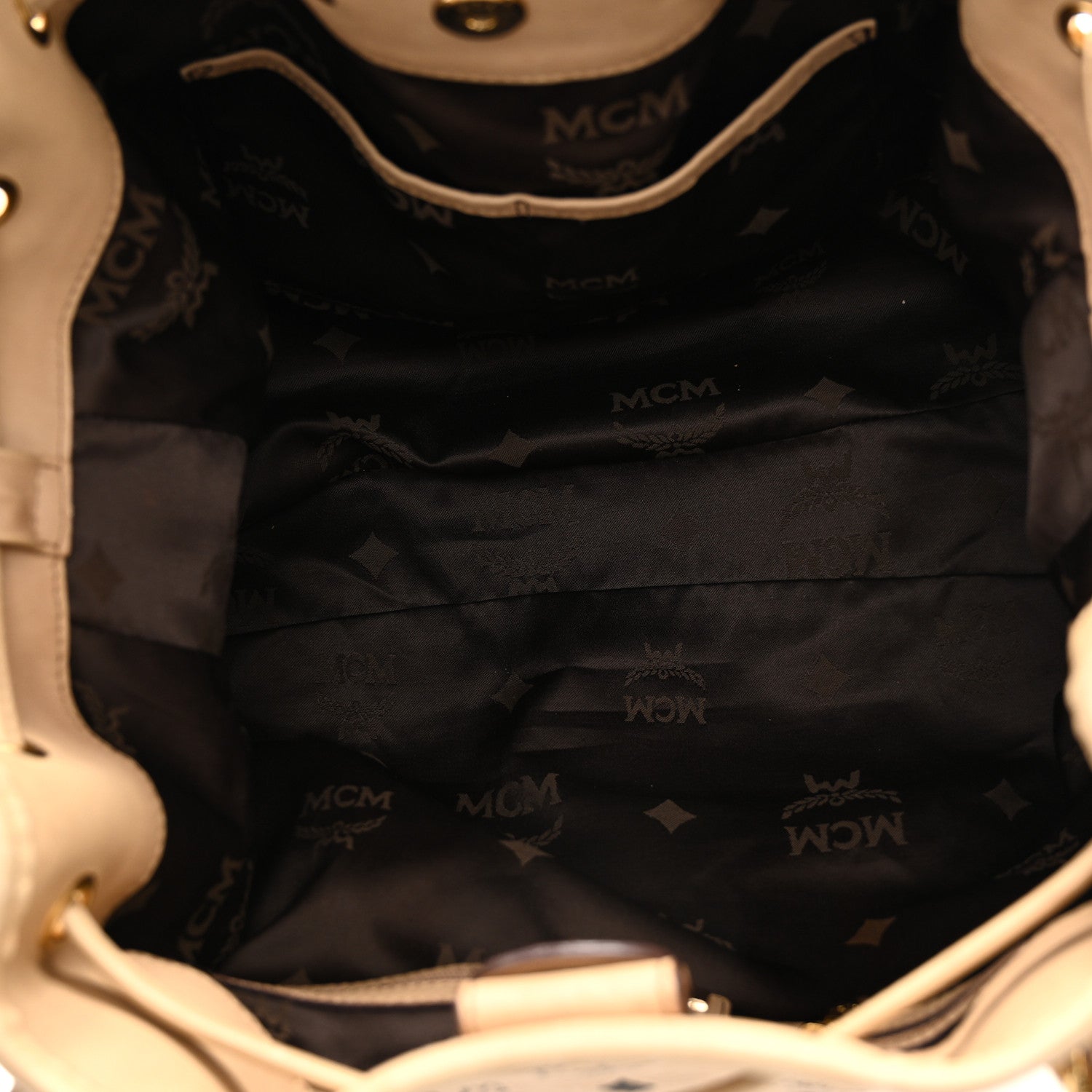 MCM Visetos Medium Drawstring Shopper Beige 5 of 9