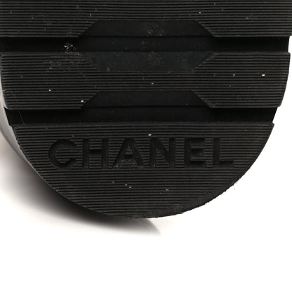 Chanel Shiny Lambskin Quilted Lace Up Combat Boots 36 Beige Black 7 of 12