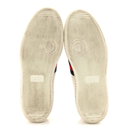 Gucci Calfskin Crystal Web Bee Embroidered Womens Ace Platform Sneakers 39 White 6 of 9