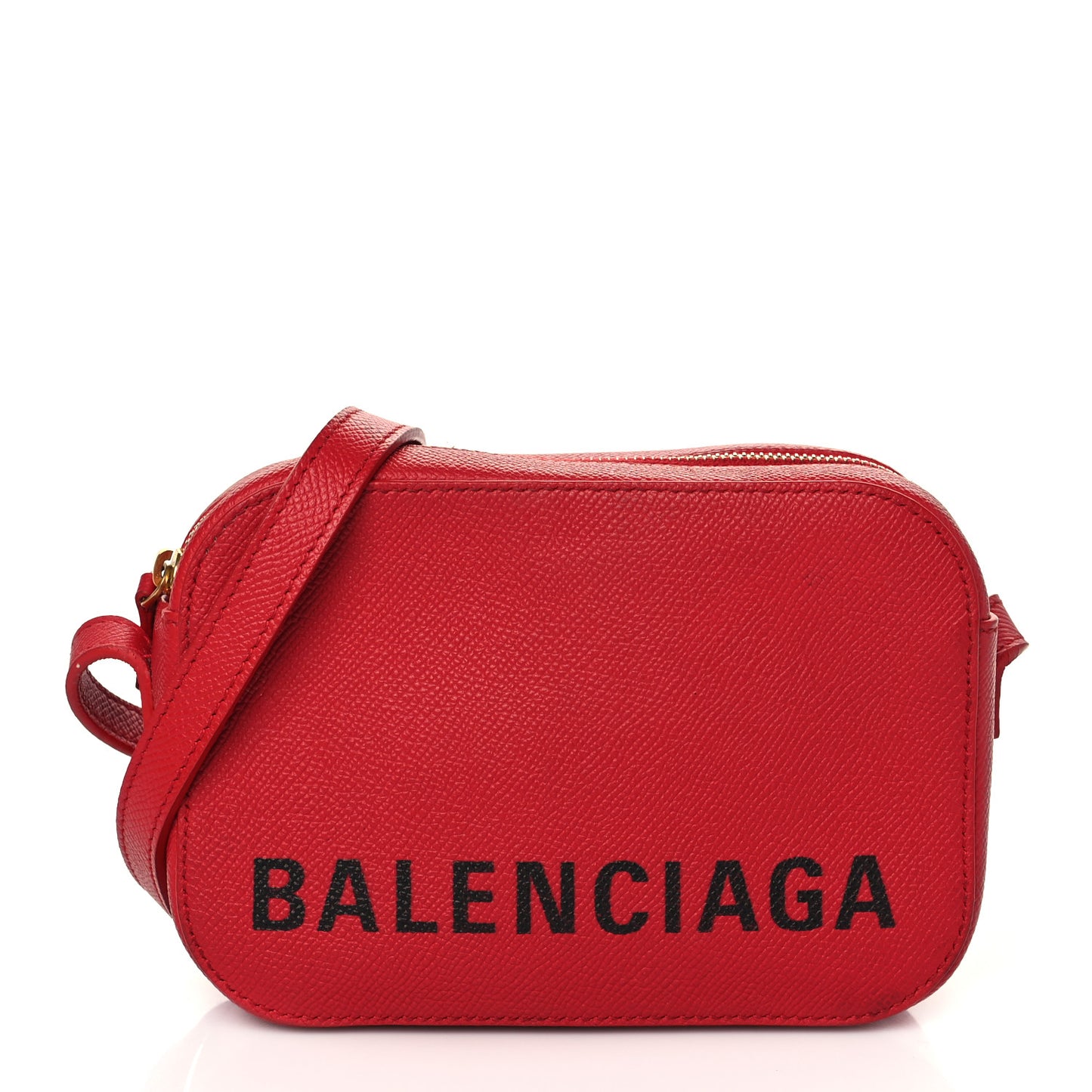 Signature Grained Calfskin Logo XS Ville Camera Bag Rouge Lantern Black