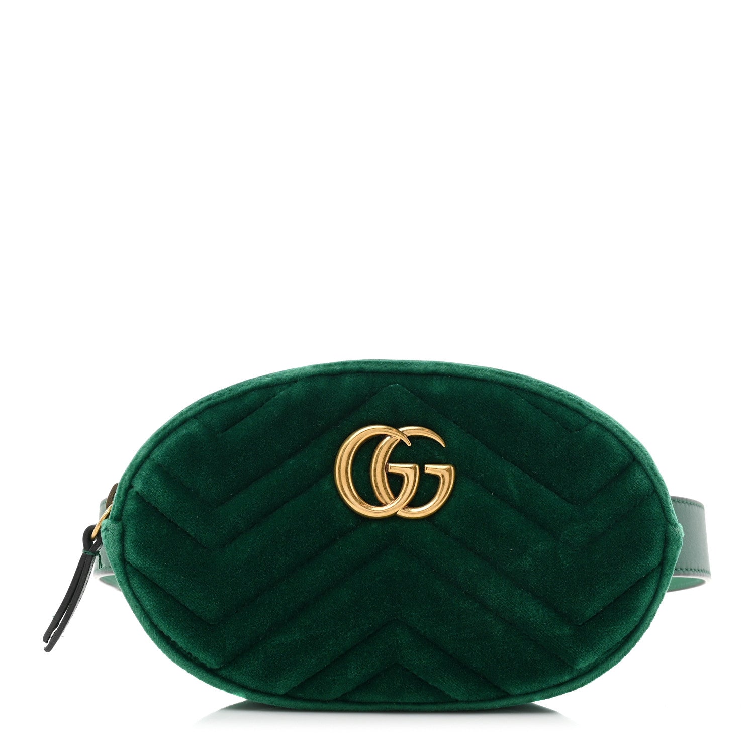 Gucci Velvet Matelasse GG Marmont Belt Bag 85 34 Green 1 of 13