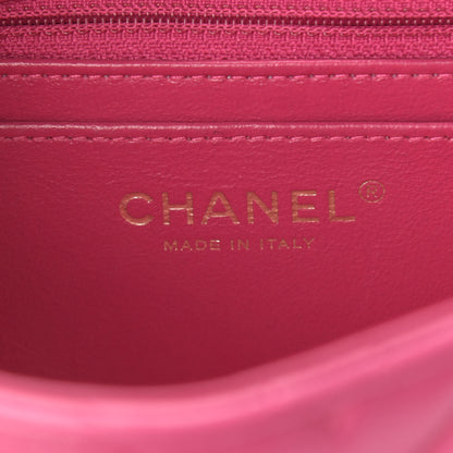 Chanel Lambskin Chevron Quilted Mini Rectangular Flap Dark Pink 6 of 12