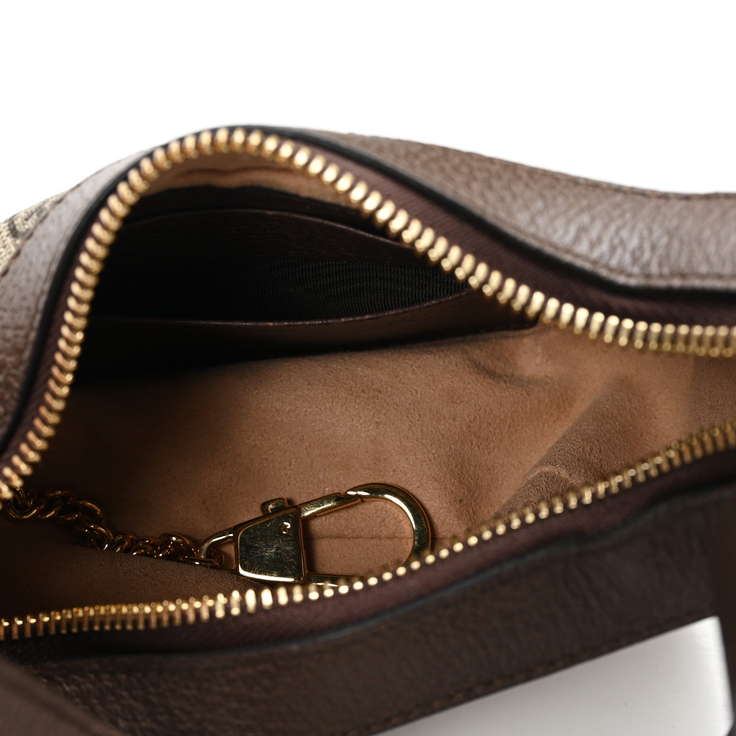 Gucci GG Supreme Monogram Textured Calfskin Web Mini Ophidia Half Moon Hobo Beige Ebony New Acero 5 of 11