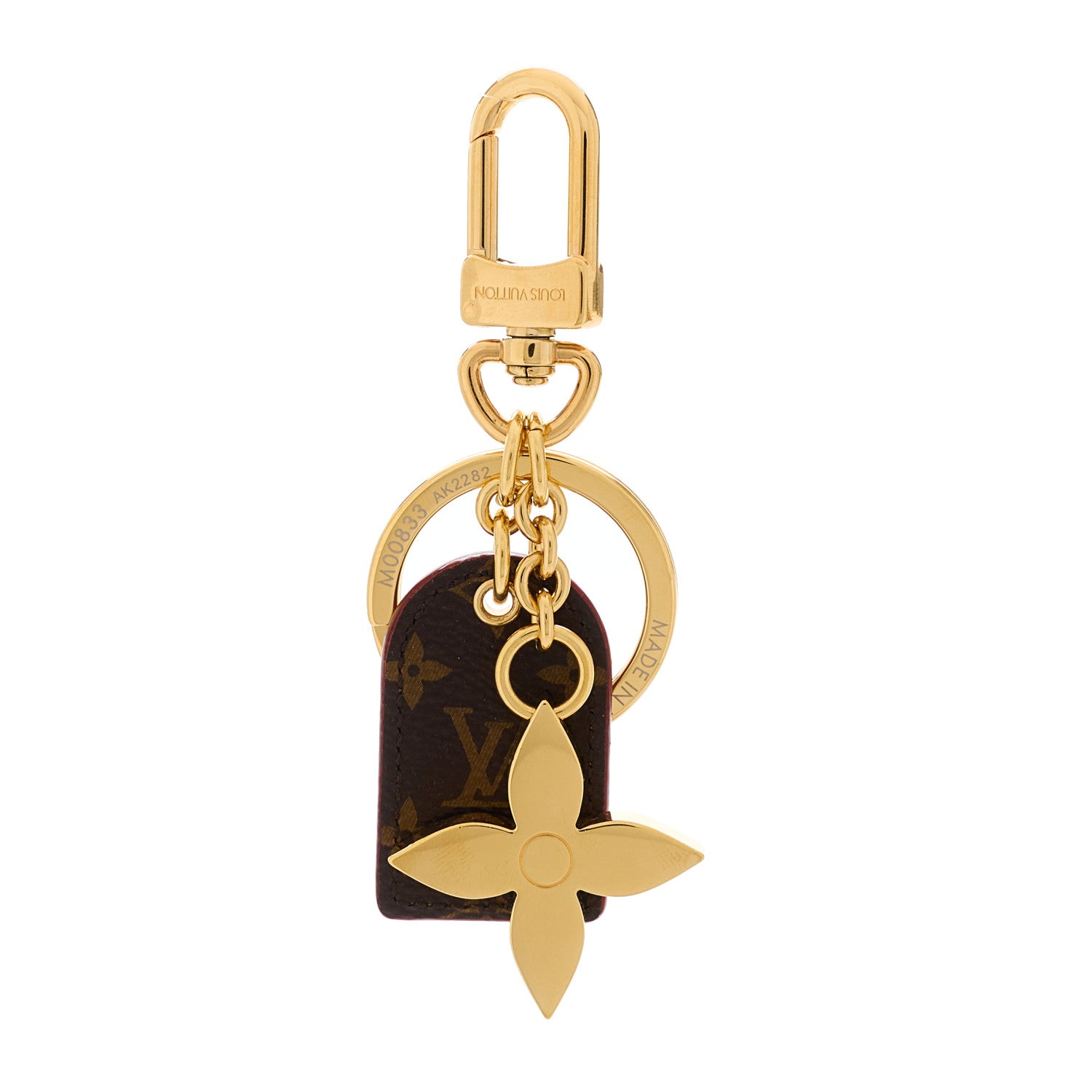 Louis Vuitton Monogram LV For You And Me Bag Charm Key Holder Gold 1 of 5