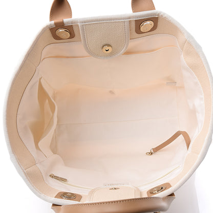 Chanel Canvas Pearl Medium Deauville Tote Ecru Beige 4 of 9