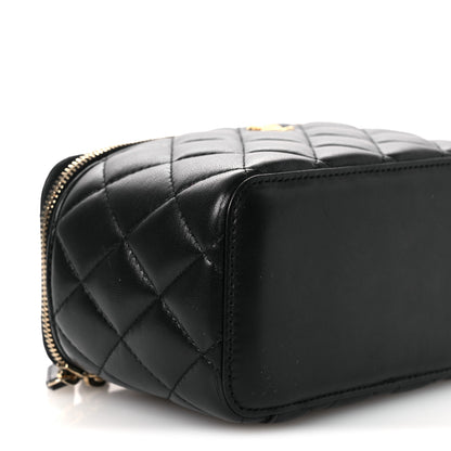 Chanel Lambskin Quilted Pearl Crush Small Vanity Case With Chain Black 9 of 12