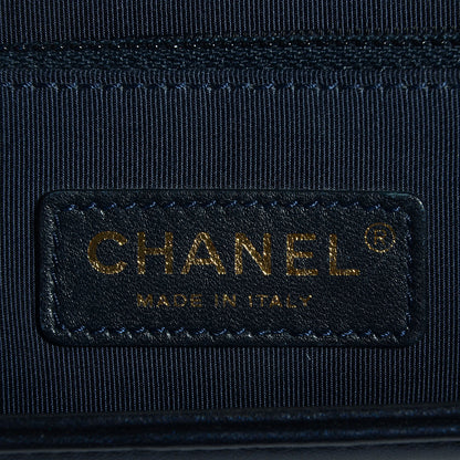 Chanel Lambskin Embossed Large Boy Cube Flap Navy Blue 7 of 8