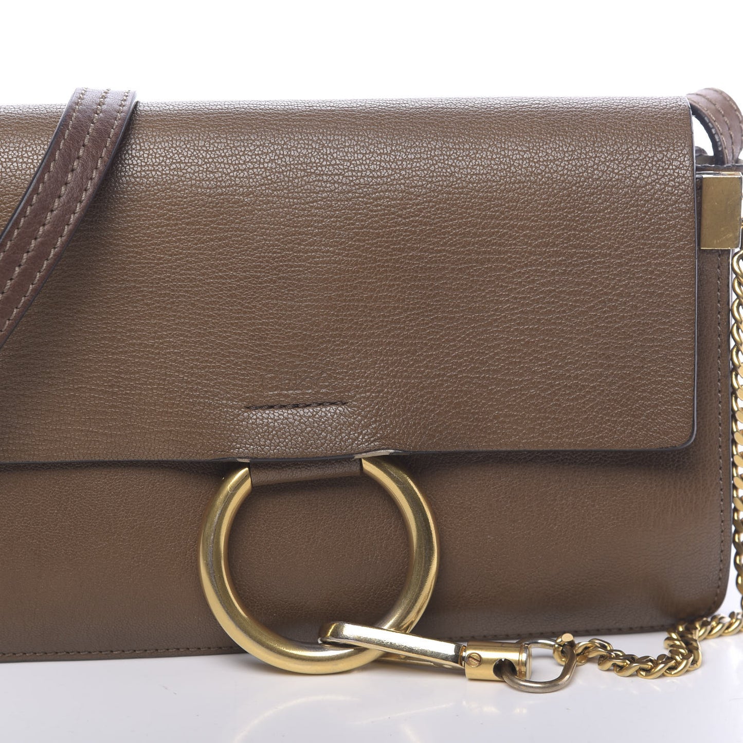 Goatskin Small Faye Shoulder Bag Woody Khaki