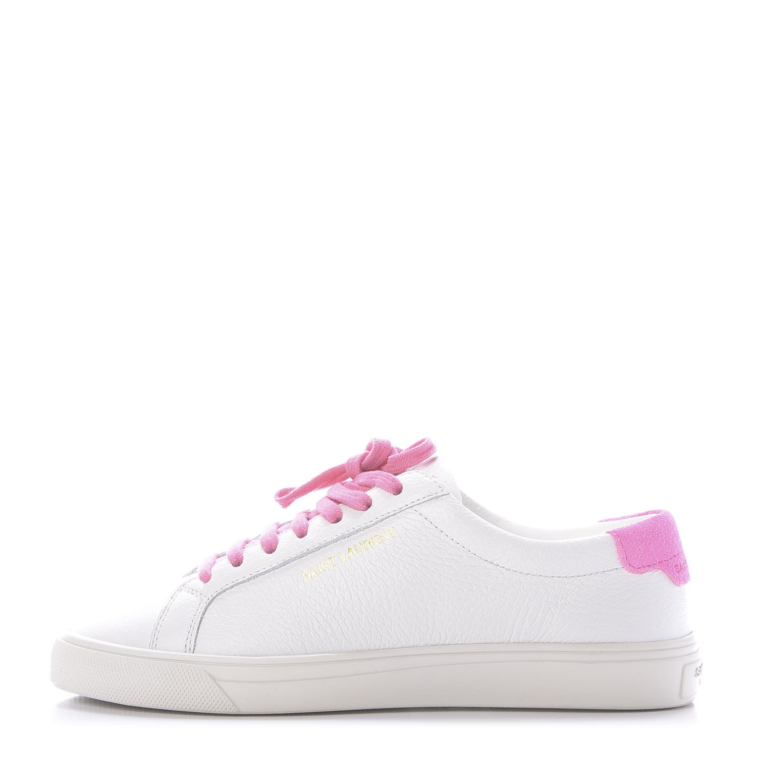 Saint Laurent Grained Calfskin Andy Low Top Sneakers 35 White Pink 1 of 10