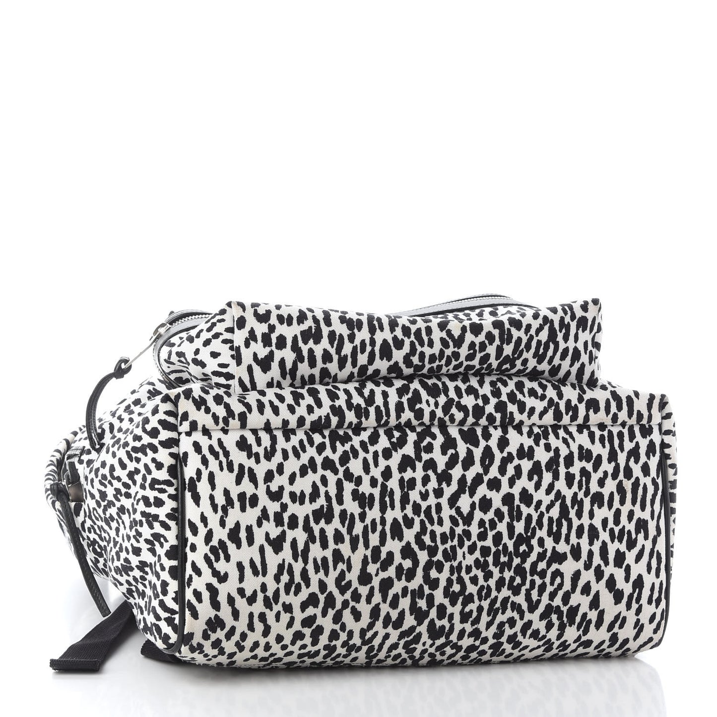 Printed Canvas Leopard Print Hunting Backpack White Black
