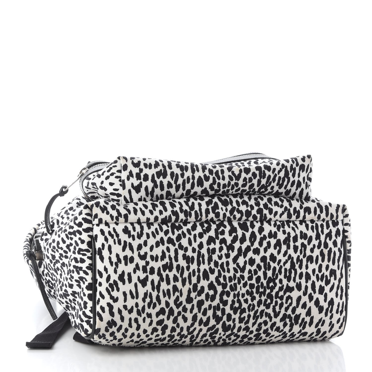 Saint Laurent Printed Canvas Leopard Print Hunting Backpack White Black 4 of 8