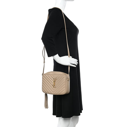 Saint Laurent Calfskin Matelasse Monogram Lou Camera Bag Dark Beige 2 of 17