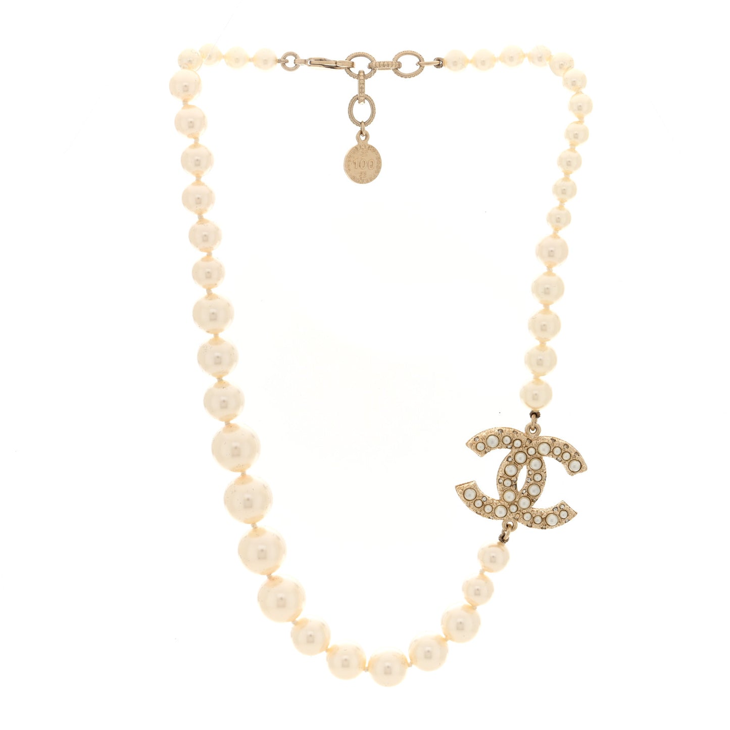 Pearl CC 100th Anniversary Necklace Light Gold