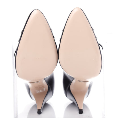 Gucci Nappa Bow High Heel Pumps 38 Black 6 of 11