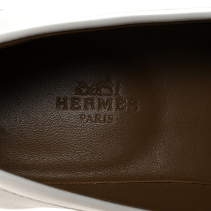 Hermes Calfskin Womens Destin Loafers 36.5 White 8 of 10