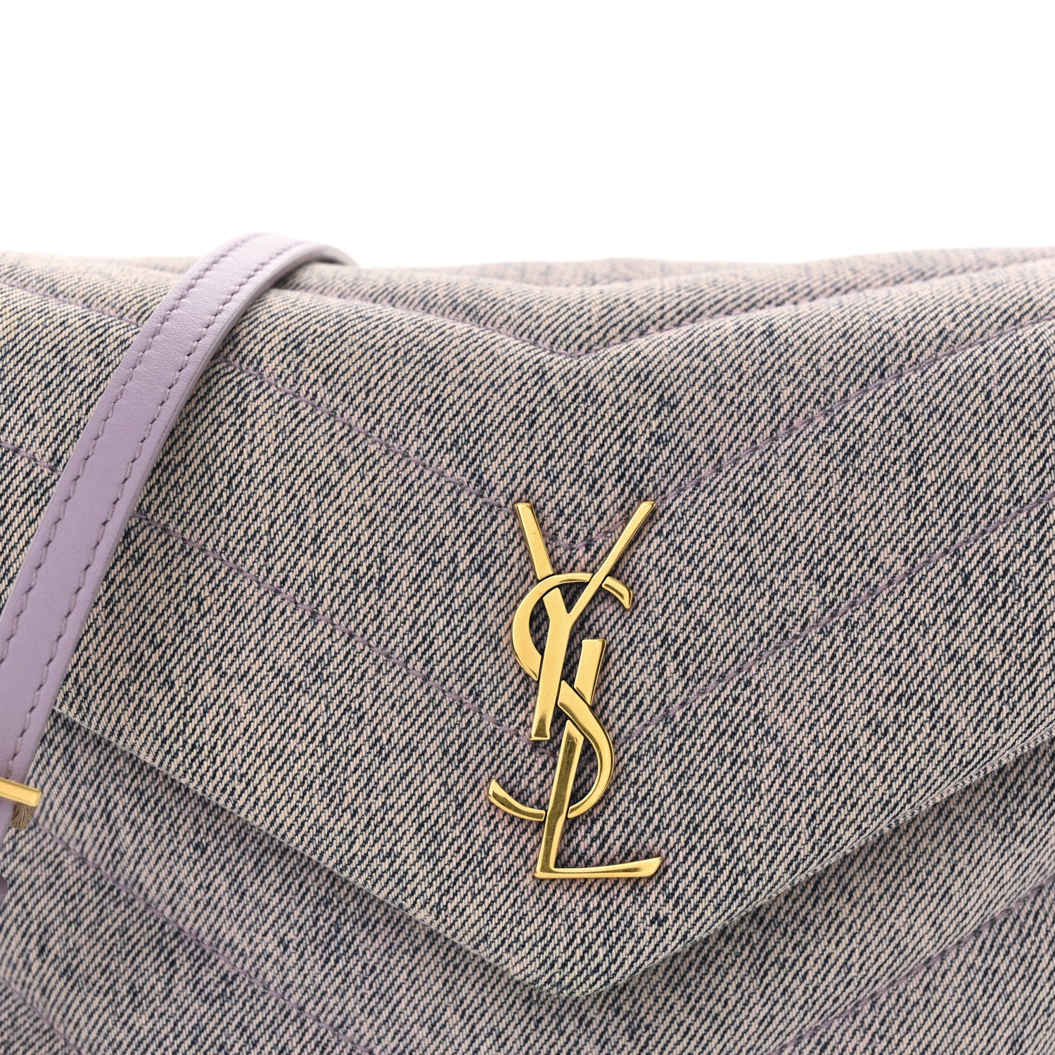 Saint Laurent Denim Y Quilted Monogram Toy Loulou Crossbody Bag Bleached Lilac 8 of 10
